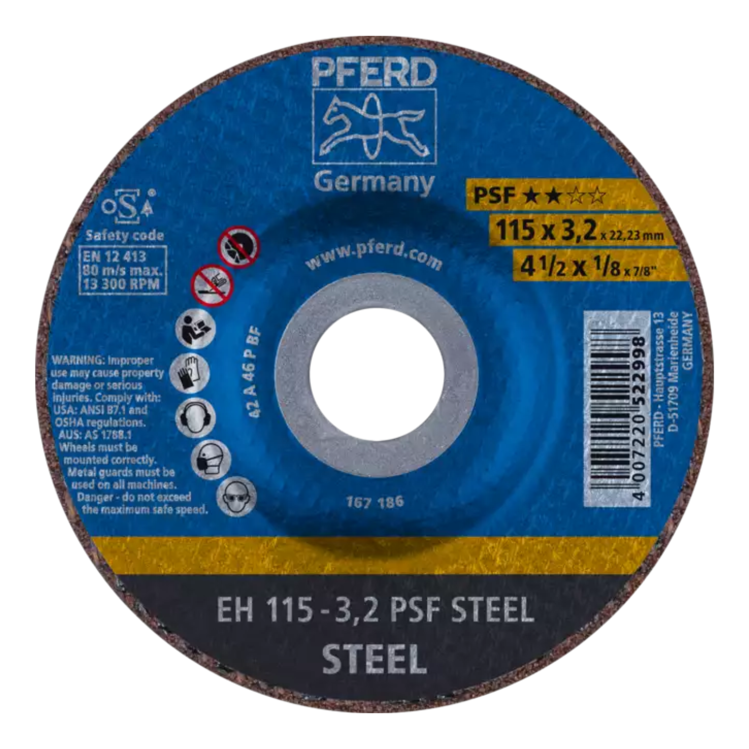 Disco Corte Metal 4.1/2" X 1/8" T27 PSF Naranja - SKU 522998