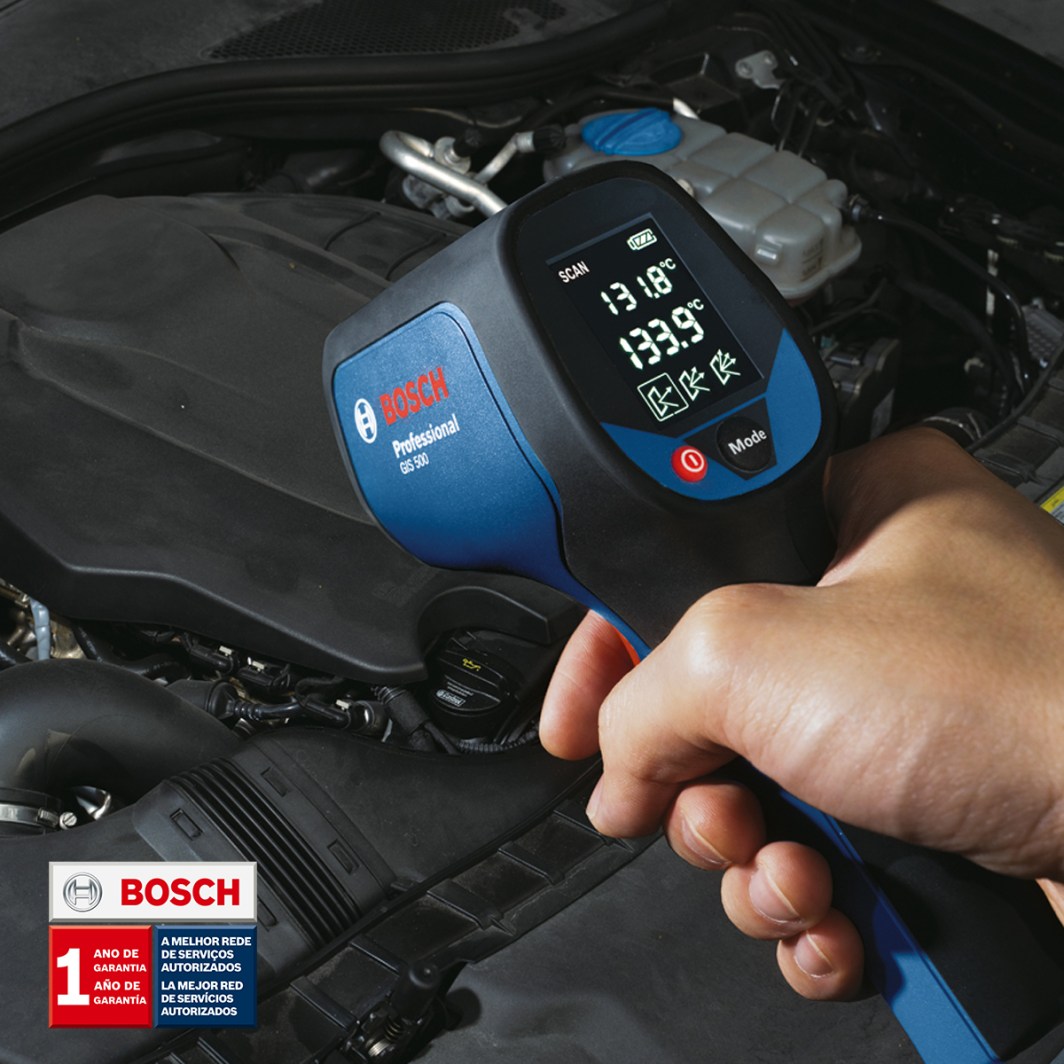 Mucho más exacto que los modelos convencionales: con ajuste de 3 niveles de emisividad, permite adecuar la medición de la temperatura al tipo de material de la superficie