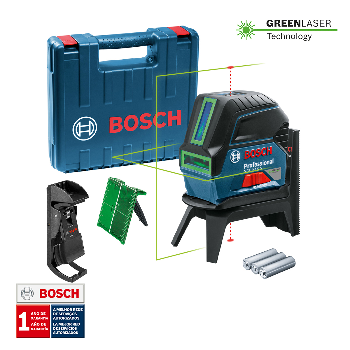 Con una visibilidad cuatro veces mejor gracias a las líneas láser verdes Líneas verdes horizontales y verticales para optimizar la visibilidad Soporte multifuncional giratorio para alinear fácilmente las líneas láser con los puntos de plomada Puntos de plomada rojos para lograr una aplicación de transferencia precisa