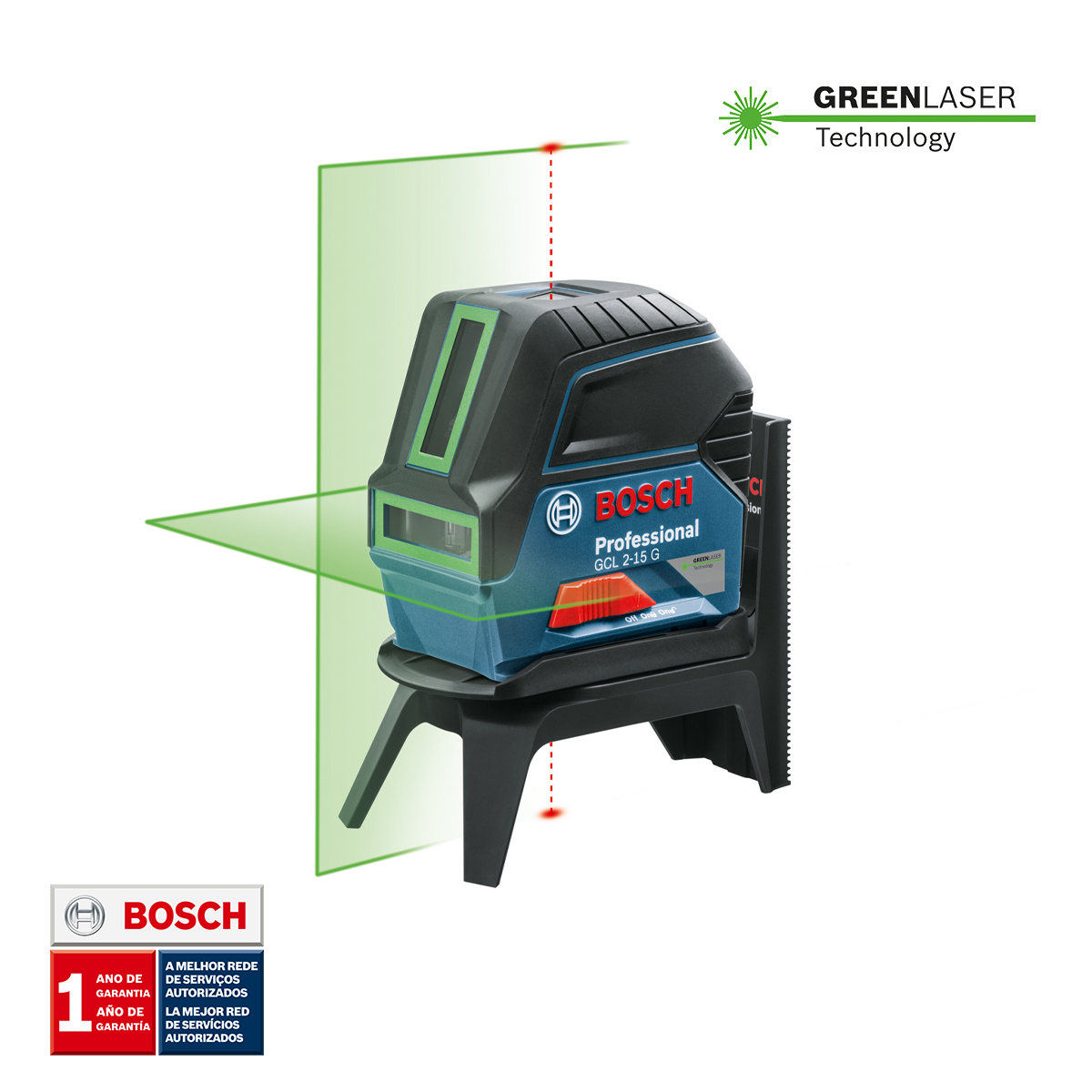 Con una visibilidad cuatro veces mejor gracias a las líneas láser verdes Líneas verdes horizontales y verticales para optimizar la visibilidad Soporte multifuncional giratorio para alinear fácilmente las líneas láser con los puntos de plomada Puntos de plomada rojos para lograr una aplicación de transferencia precisa