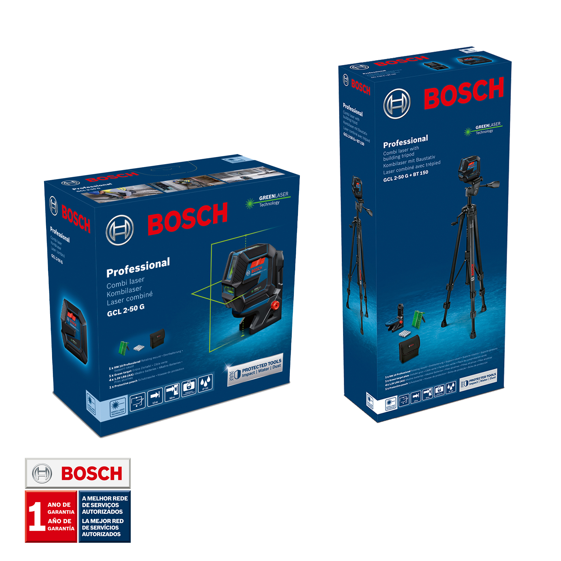 0601066M01 Nivel láser líneas verdes Bosch GCL 2-50 G 50mt con puntos –  Bosch Store Online