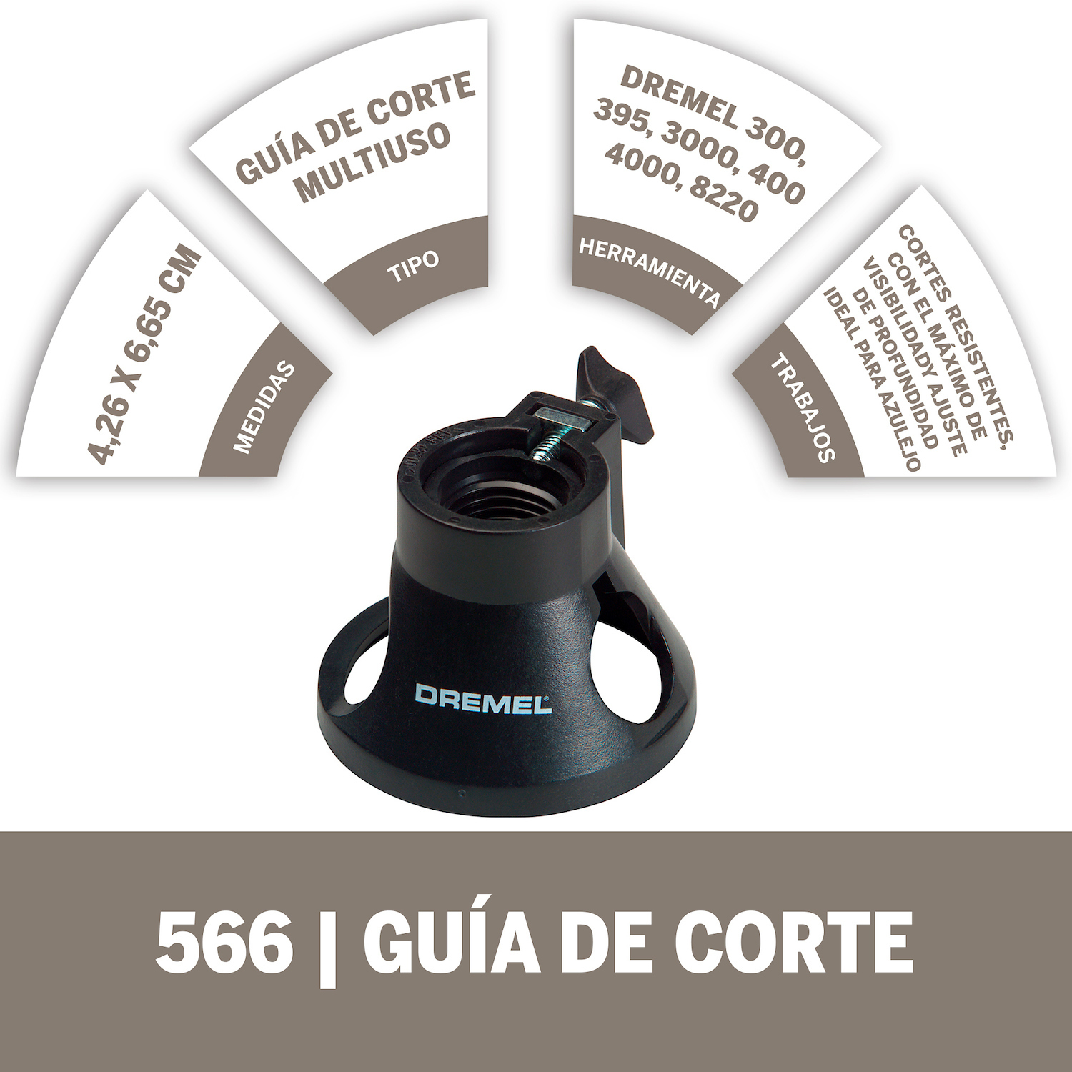 Permite realizar cortes robustos y controlados en azulejos El ajuste de profundidad ajusta rápidamente la profundidad de corte correcta hasta 3/4 de pulgada. Montaje fácil mediante enroscado en la herramienta giratoria La ventana grande proporciona una excelente visibilidad para un mejor control