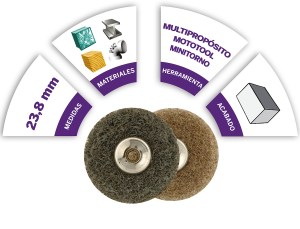 1 disco abrasivo para acabado de grano grueso para metal, vidrio, madera, aluminio y plástico - sistema EZ Lock cambio rápido y 1 disco abrasivo para acabado de grano medio para metal, vidrio, madera, aluminio y plástico - sistema EZ Lock cambio rápido (modelo 511E) ABRASIVO_ACCESORIO_BRICOLAJE_DISCOTECAS_DREMEL_GRANO_LIJADO_LIXAR_MADEIRA_MADERA_PLASTIFICADO_VIDRIO_VÍDEO_METAL2615E511AA-000_ES_04