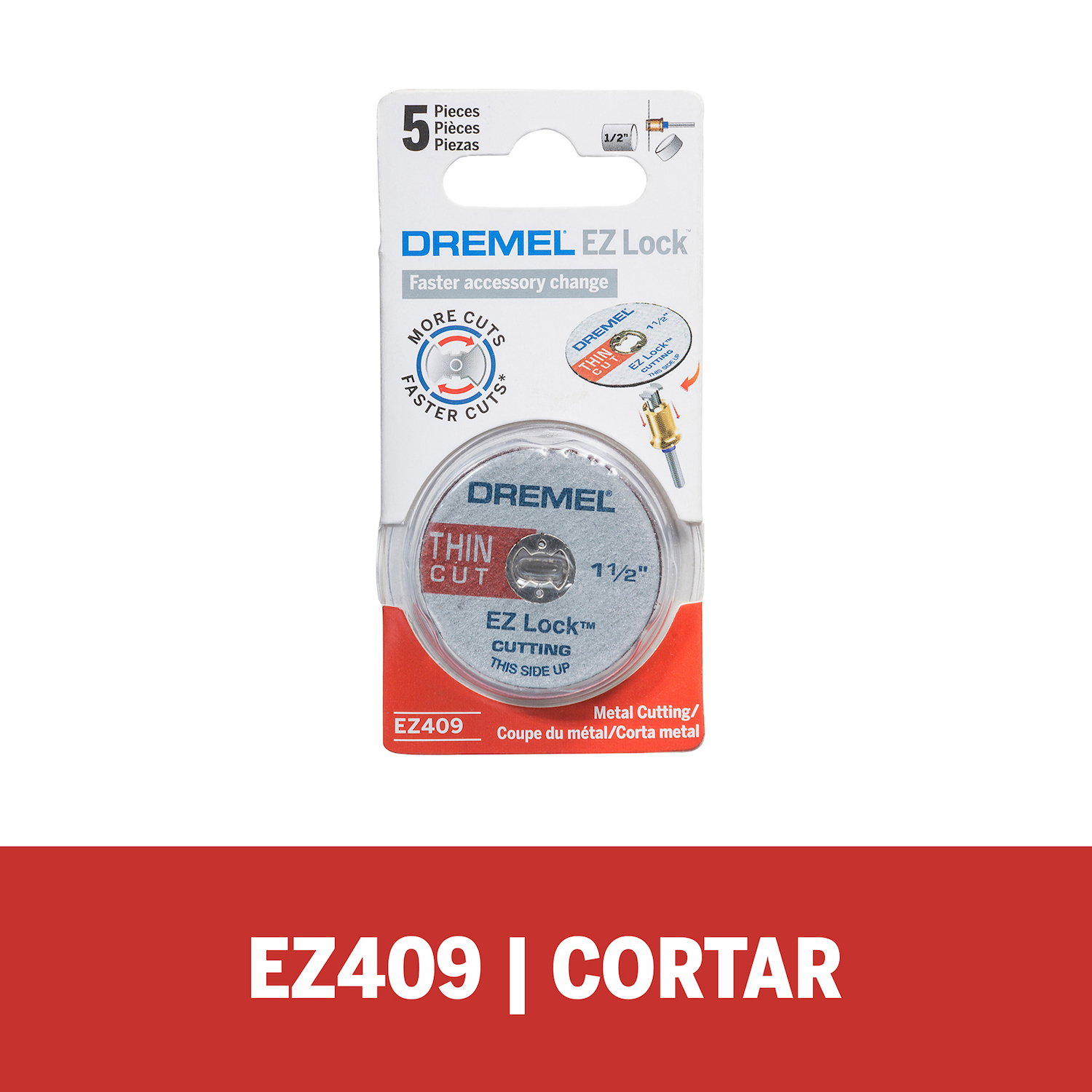Madera, Metal, Plástico, Cuero, Fibra de Vidrio, Cartón y Foammy Kit discos de corte fino EZ-Lock de 1 1/2" - 38.1 mm - Espesor de 0.6 mm 5 discos 5 discos de corte fino de 38,1mm espesor de 0,6mm - sistema EZ Lock cambio rápido (modelo EZ409)