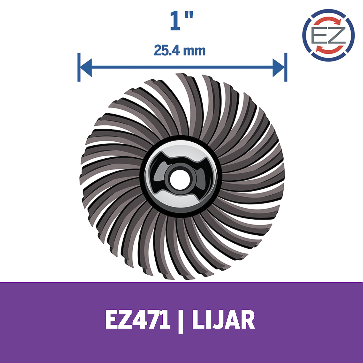 1 cepillo abrasivo para detalles de 25,4mm de grano grueso para metal, madera, aluminio y plástico - sistema EZ Lock cambio rápido (modelo EZ471SA) Metal, Madera, Aluminio y Plástico Cepillo abrasivo EZ-Lock grano 36 de 1" - 25.4 mm