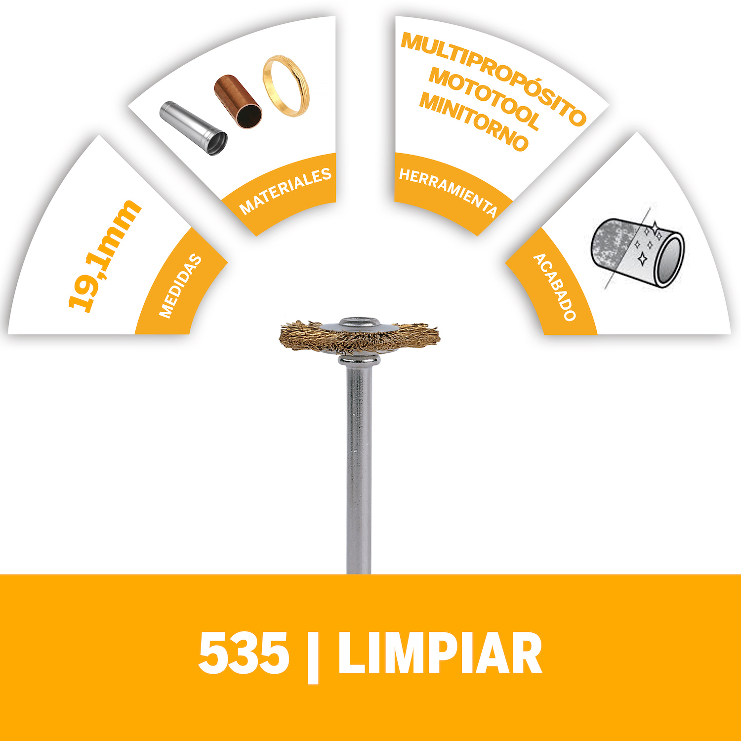 Ideal para limpiar y para el acabado de superficies Usar en artículos de oro, bronce, cobre o latón Usa un cepillo de latón para crear un acabado suave, satinado o mate Muy efectivo en superficies planas y áreas de difícil acceso como ranuras (el alambre de latón no genera chispas y es más blando que el acero)