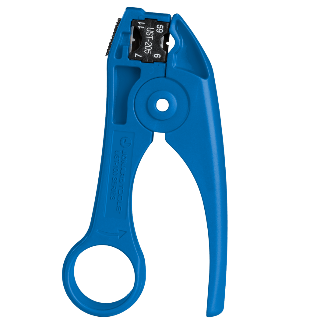 Preparación de cables coaxiales. Instalación de servicios de telecomunicaciones residenciales herramienta_para_telecomunicaciones_hfc_jonard_tools_pelacables_utp_cortadores_de_cable_en_medellin_ferreteria_tiendas_distribuidor_de ferreteria_tiendas sa Modelo: RG59, RG6, RG7, RG11 Sin tope de cable Preparar los cables coaxiales para recibir el conector. Pelado en dos etàpas