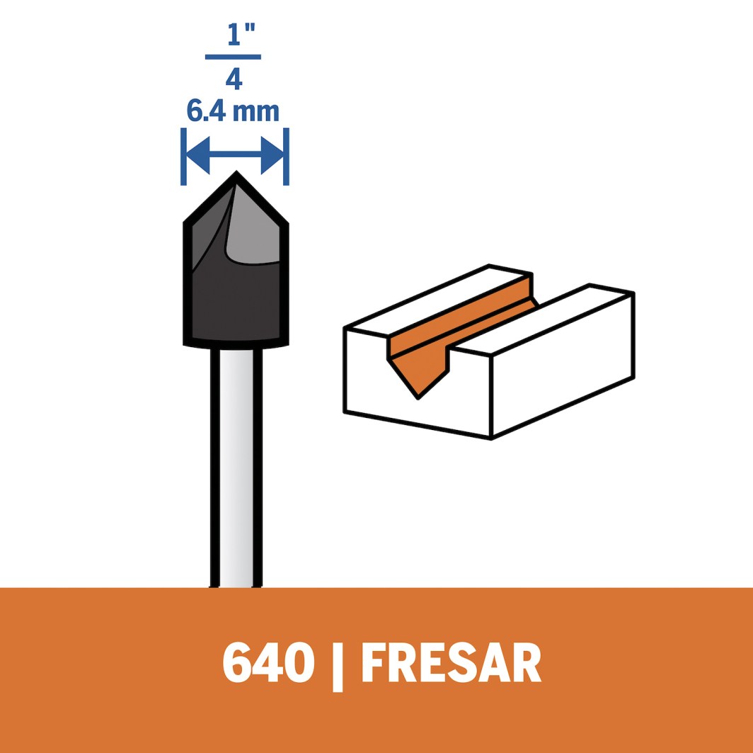 Para incrustar y fresar ranuras en V en madera
