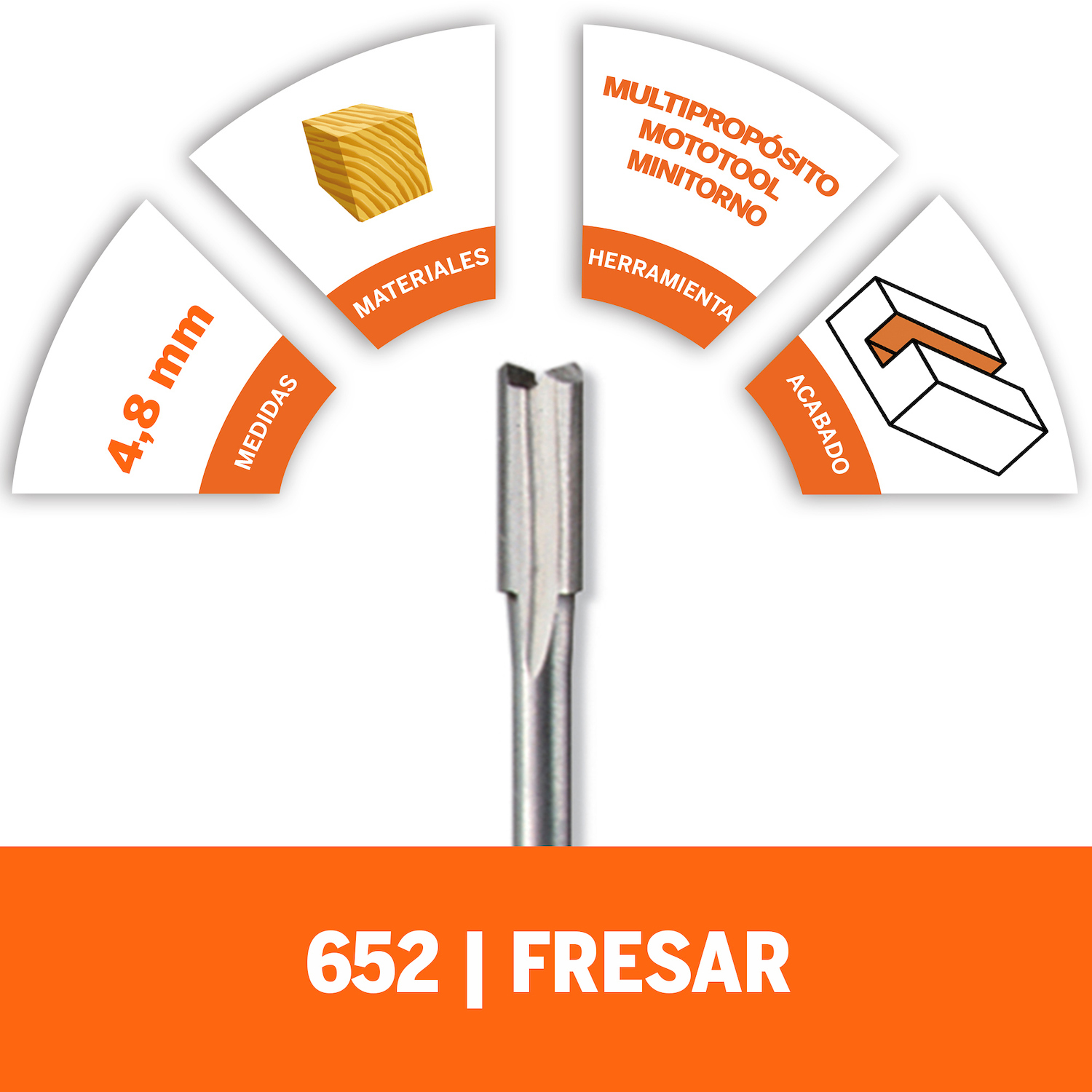 Resumen del producto Utilizadas para cantear y ranurar madera, las brocas de fresadora Dremel son ideales para fresar, incrustar y escoplear en madera y otros materiales blandos Las brocas de fresadoras rectas son planas en la parte inferior para cortar ranuras cuadradas, rebajes y ranuras, así como para nivelar áreas empotradas. 1 broca de fresadora de alta calidad incluida Se usa con los aditamentos 231 mesa de fresado o 335 fresadora de inmersión.