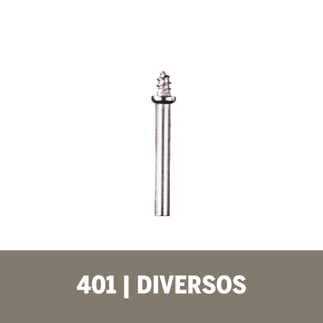 Mandril para montar diferentes accesorios de limpieza y pulido Se utiliza principalmente con los accesorios de pulido de fieltro 414, 422 y 429 de Dremel Simple y fácil de usar Vástago (3,2 mm) con cabeza en forma de tornillo que sirve para sujetar puntas y accesorios de pulido.
