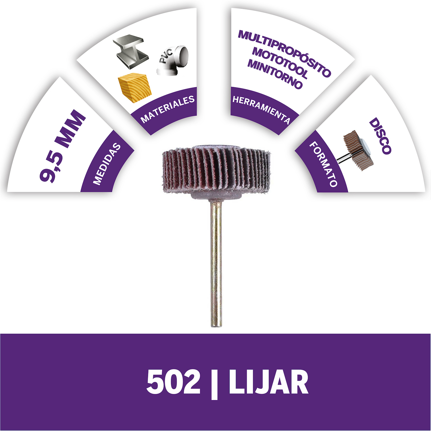 Resumen del producto Los discos de láminas amolan y pulen superficies lisas o contorneadas Eficaz como lijadora de acabado, tras el lijado pesado de superficies y la eliminación de material Mandril de 1/8 pulg. Grano 80 para el lijado de acabado medio