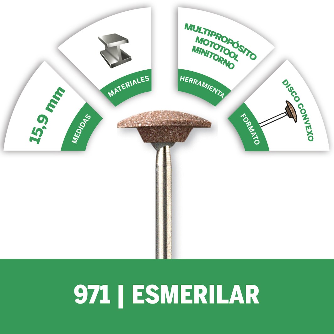 Resumen del producto Ideal para el afilado, el desbarbado y el rectificado de uso general ampliado en la mayoría de los materiales, incluido el acero inoxidable Se utiliza en metales, piezas fundidas, juntas soldadas, remaches y óxido Diseñada especialmente para trabajar con superficies cónicas 1 accesorio giratorio abrasivo industrial de alta calidad incluido
