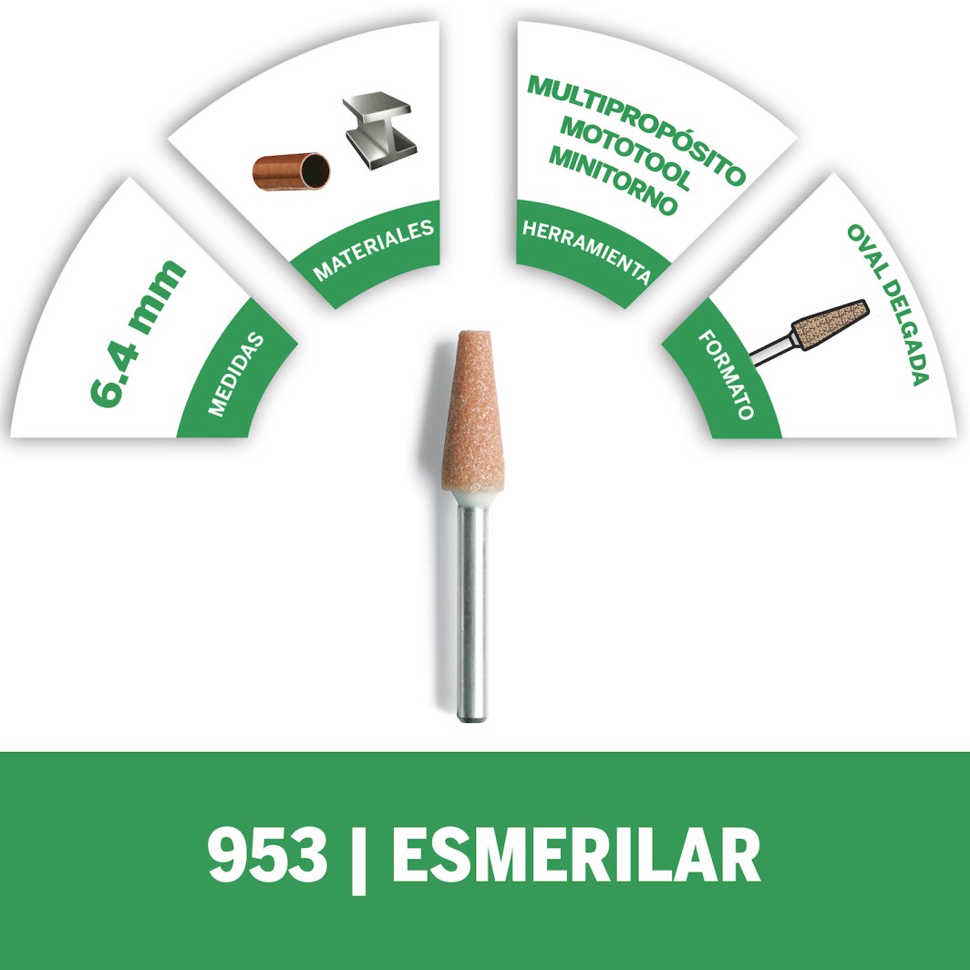 Punta cónica pequeña para pulir materiales como el metal.