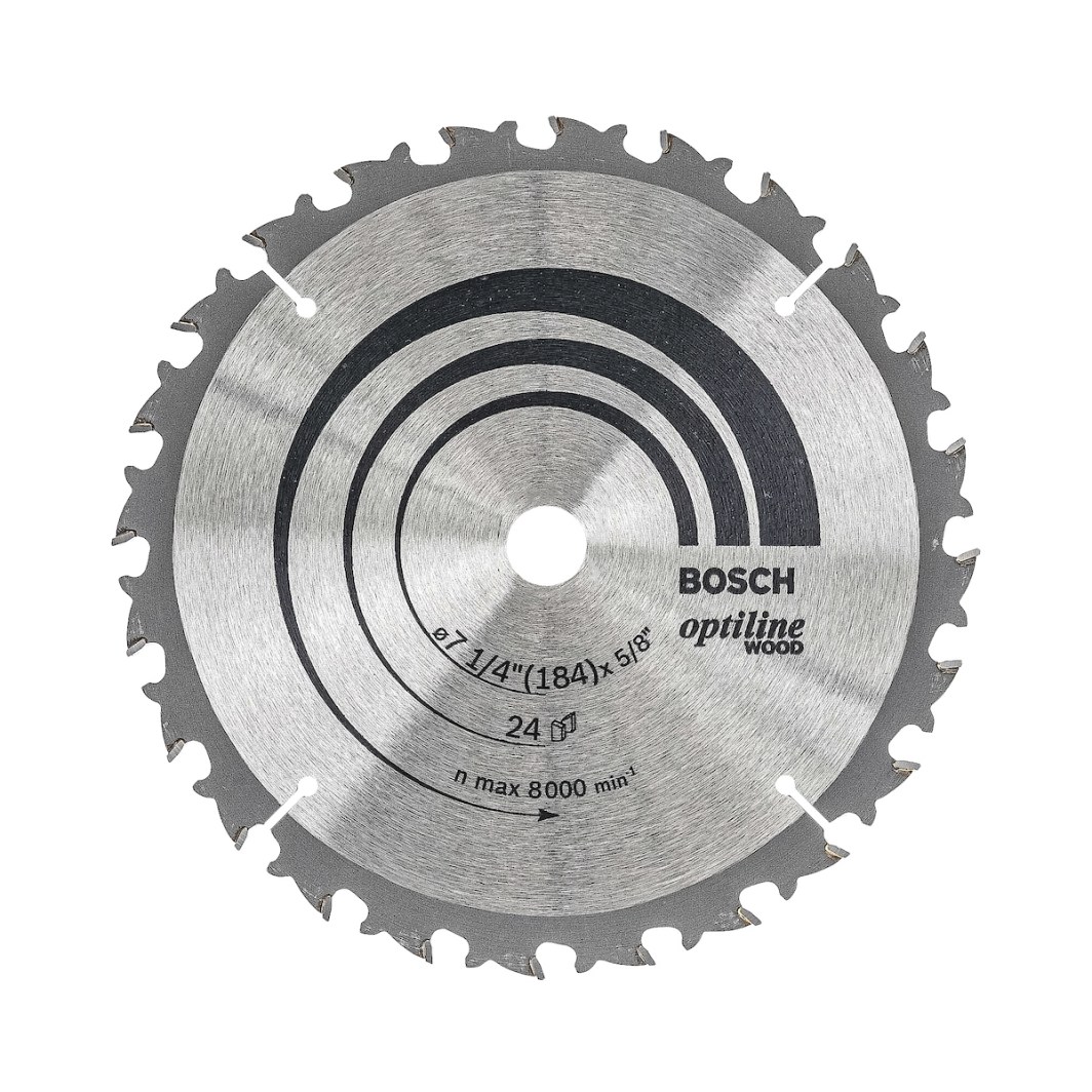 Disco Corte Tusgteno 7.1/4" X 24T EJE 5/8" Optiline Madera SKU 2608640846