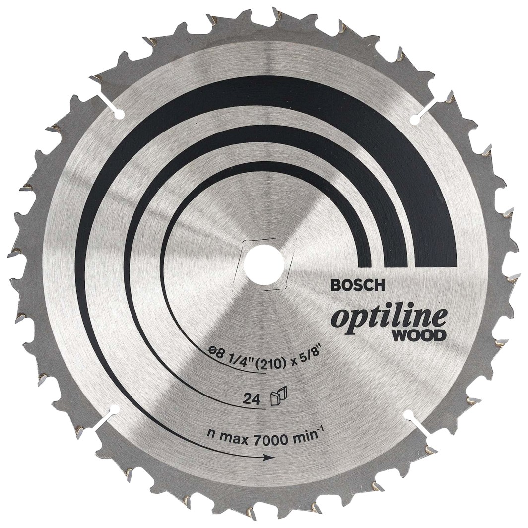 Disco Corte Tusgteno 8.1/4" X 24T EJE 5/8" Optiline Madera SKU 2608640873