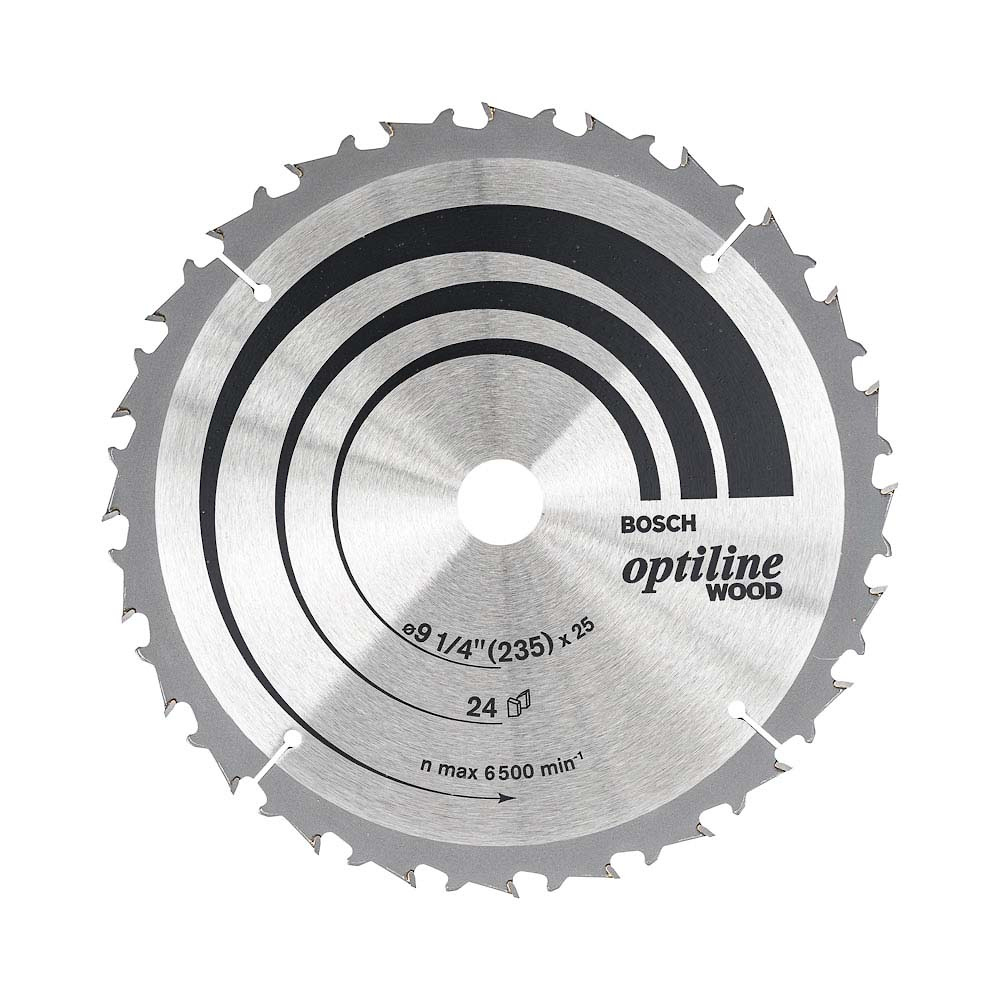 Disco Corte Tusgteno 9.1/4" X 24T EJE 1" Optiline Madera SKU 2608640885